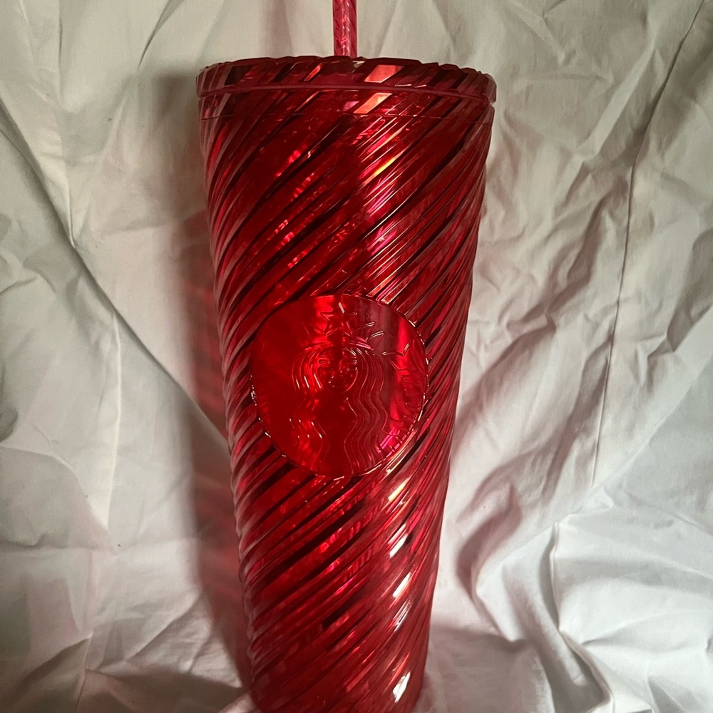 Starbucks Red Swirl Holiday 2024 Tumbler with Straw